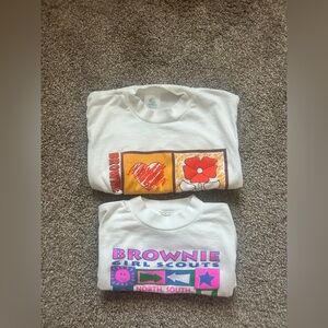Brownie ,Girl Scouts, bundle of two, vintage, tee shirts, size 8